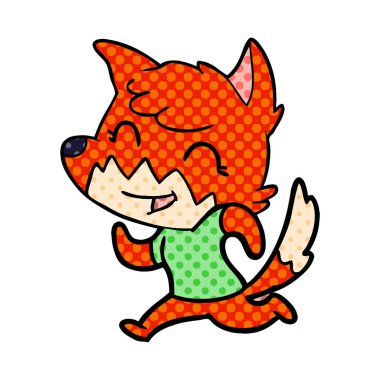 mutlu karikatür fox vektör çizim