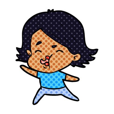 çizgi film kız yüz çekerek