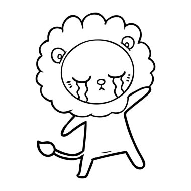 vektör çizim karikatür aslan ağlama