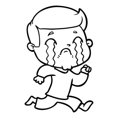 vektör çizim karikatür adam ağlıyor