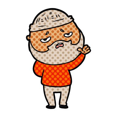 Sakallı endişeli adam çizgi film