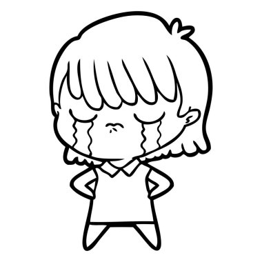 vektör çizim karikatür kadının ağladığını