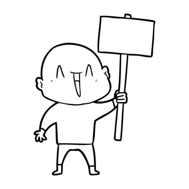 mutlu karikatür kel adam