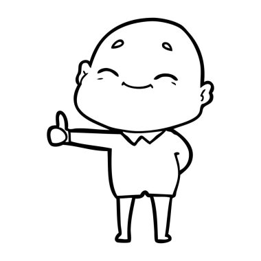 mutlu karikatür kel adam