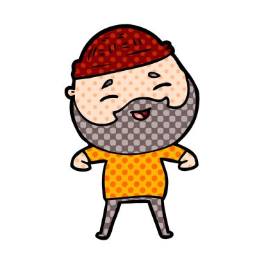 Çizgi film mutlu sakallı adam