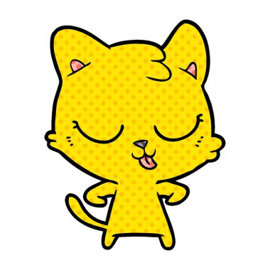 vektör çizim karikatür mutlu kedi