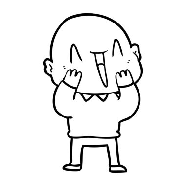 mutlu karikatür kel adam