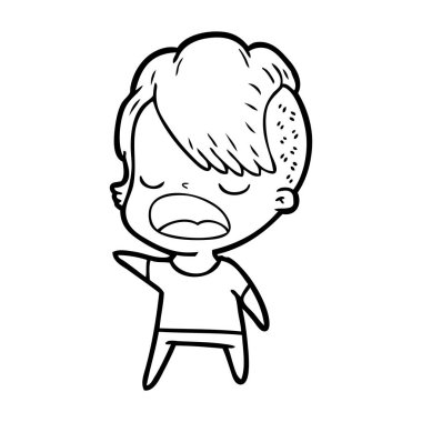 konuşuyor karikatür serin hippi kız