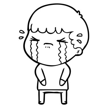 vektör çizim karikatür adam ağlıyor