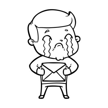 vektör çizim karikatür adam ağlıyor