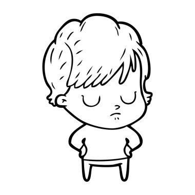 Çizgi filmdeki kadının vektör çizimi