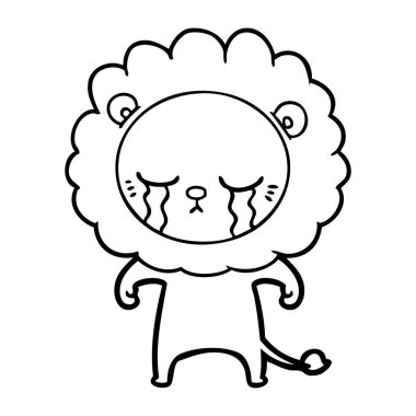 vektör çizim karikatür aslan ağlama