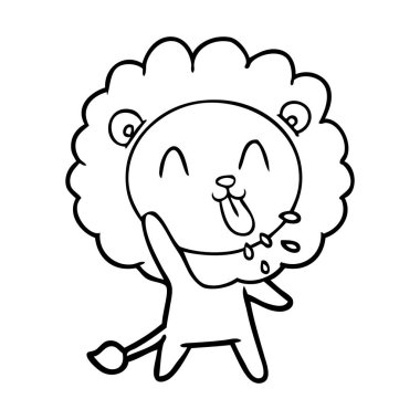 mutlu karikatür aslan vektör çizim