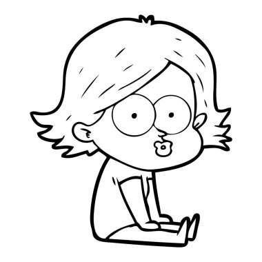 surat asmayı çizgi film kız vektör çizim