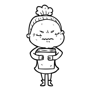 karikatür rahatsız yaşlı kadın