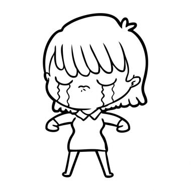vektör çizim karikatür kadının ağladığını