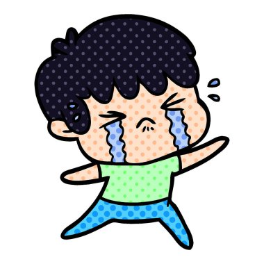 vektör çizim karikatür çocuk ağlıyor