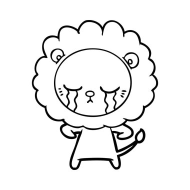 vektör çizim karikatür aslan ağlama