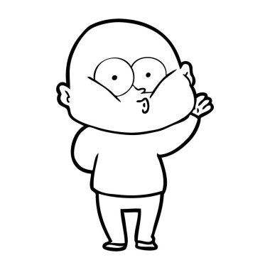 karikatür kel adam bakıyor