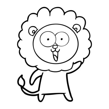 mutlu karikatür aslan vektör çizim