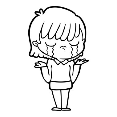 vektör çizim karikatür kadının ağladığını