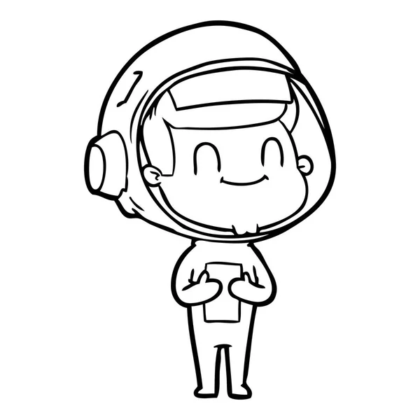 Vektorillustration Glad Cartoon Astronaut — Stock vektor