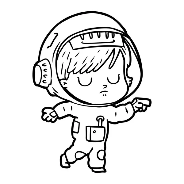 Vector Illustration Cartoon Astronaut Woman — Stock Vector