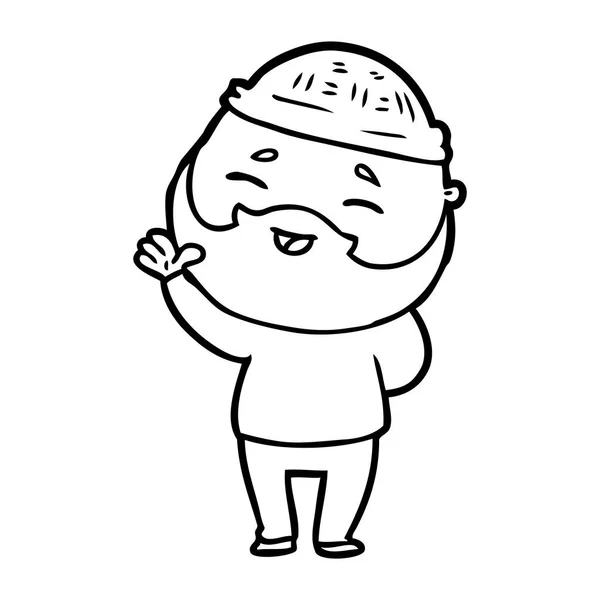 Desenho Animado Homem Barbudo Feliz — Vetor de Stock