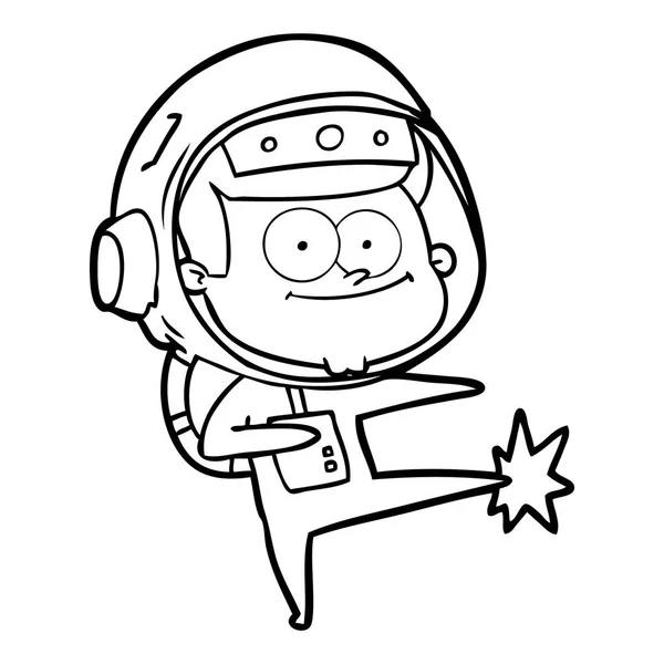 Illustration Vectorielle Dessin Animé Astronaute Heureux — Image vectorielle