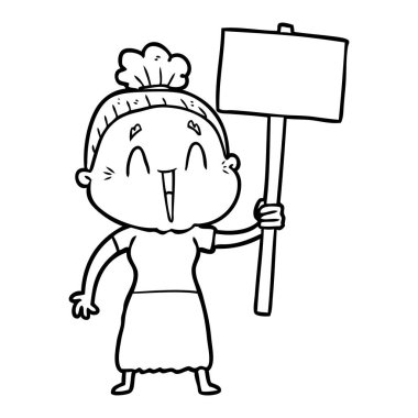 karikatür mutlu yaşlı kadın