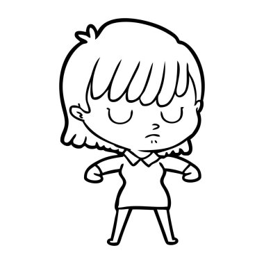 Çizgi filmdeki kadının vektör çizimi