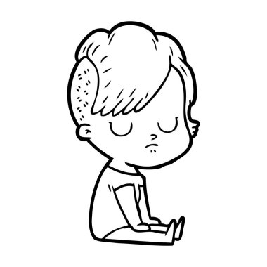 Çizgi filmdeki kadının vektör çizimi