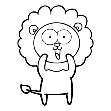 mutlu karikatür aslan vektör çizim