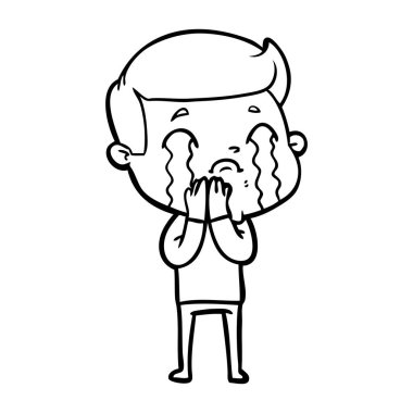 vektör çizim karikatür adam ağlıyor