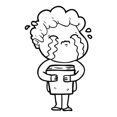 vektör çizim karikatür adam ağlıyor