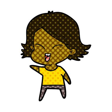 mutlu çizgi film kız vektör çizim