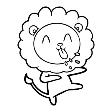 mutlu karikatür aslan vektör çizim