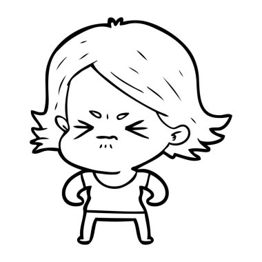 vektör çizim karikatür kızgın kız