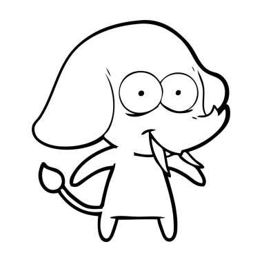 mutlu çizgi film fil vektör çizim