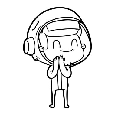 mutlu karikatür astronot vektör çizim