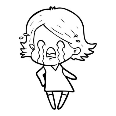 vektör çizim karikatür kadının ağladığını