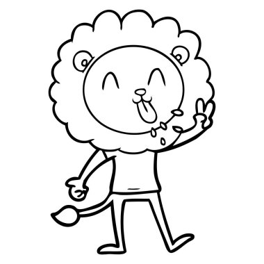 mutlu karikatür aslan vektör çizim