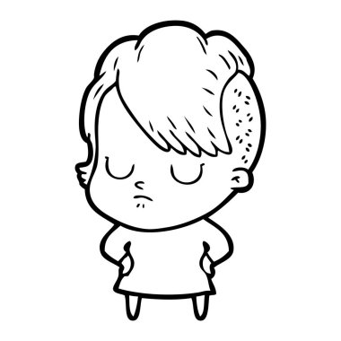 Çizgi filmdeki kadının vektör çizimi