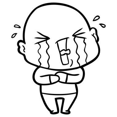 çizgi film ağlayan kel adam