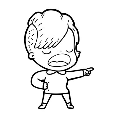 konuşuyor karikatür serin hippi kız