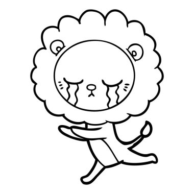 vektör çizim karikatür aslan ağlama