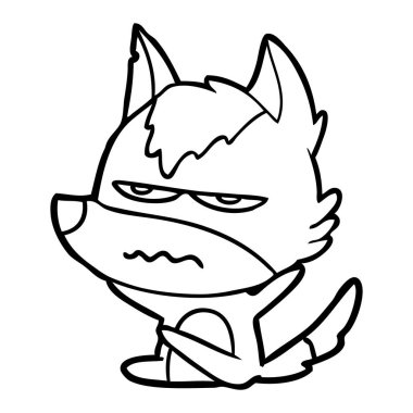 vektör çizim karikatür rahatsız kurt