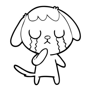 sevimli çizgi köpek ağlıyor