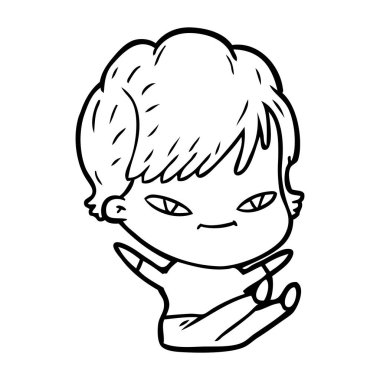 vektör çizim karikatür mutlu kadın