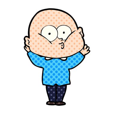 karikatür kel adam bakıyor